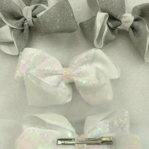 Pince à cheveux papillon brillant, tissu lamé, diverses couleurs