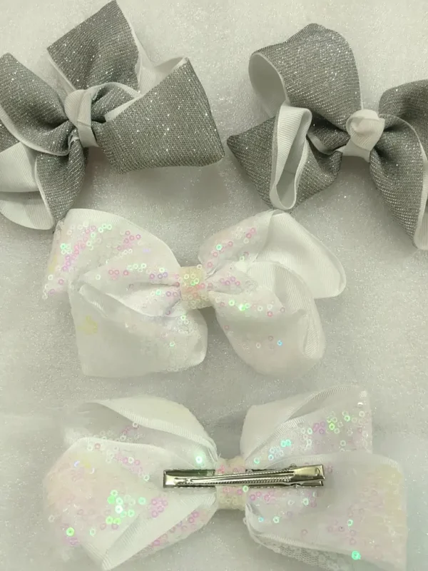 Pince à cheveux papillon brillant, tissu lamé, diverses couleurs